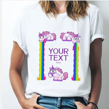 Load image into Gallery viewer, Rainbow Unicorn tshirt 90s Women Harajuku Kawaii Ullzang White tshirtShort Sleeve tshirt Top Tees Female Tumblr Clothing TShirt