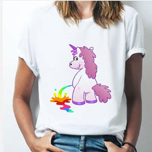 Load image into Gallery viewer, Rainbow Unicorn tshirt 90s Women Harajuku Kawaii Ullzang White tshirtShort Sleeve tshirt Top Tees Female Tumblr Clothing TShirt