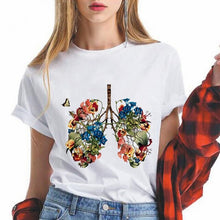 Load image into Gallery viewer, Lungs Flowers women t shirt Funny femme tshirt fashion ulzzang short sleeve female harajuku t-shirt Oversize