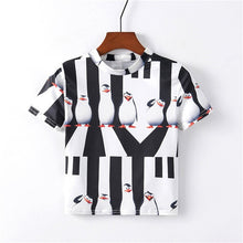 Load image into Gallery viewer, Artguy Black and White Plaid Peplum Stand Collar Top Gingham Pullovers Summer Casual Women Tshirt And Short Sleeve Tops
