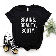 Load image into Gallery viewer, Brains Beauty Booty Print Women tshirt Cotton Casual Funny t shirt Gift Lady Yong Girl Top Tee 6 Color A-1127
