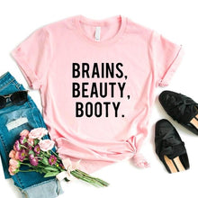 Load image into Gallery viewer, Brains Beauty Booty Print Women tshirt Cotton Casual Funny t shirt Gift Lady Yong Girl Top Tee 6 Color A-1127
