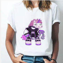 Load image into Gallery viewer, Rainbow Unicorn tshirt 90s Women Harajuku Kawaii Ullzang White tshirtShort Sleeve tshirt Top Tees Female Tumblr Clothing TShirt
