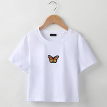 Load image into Gallery viewer, Summer 2020 Butterfly Embroidered T-shirt Short-sleeved Cotton T-shirt Slim tshirt For Woman Harajuku Short Tee shirt Female Top
