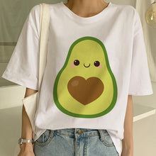 Load image into Gallery viewer, Kawaii Cartoon T-shirt Women Avocado Short Sleeve Tshirt Casual Avocado Graphic Tops Female Tee Summer Women T Shirts Tops Tee

