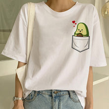 Load image into Gallery viewer, Kawaii Cartoon T-shirt Women Avocado Short Sleeve Tshirt Casual Avocado Graphic Tops Female Tee Summer Women T Shirts Tops Tee
