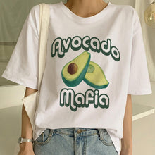 Load image into Gallery viewer, Kawaii Cartoon T-shirt Women Avocado Short Sleeve Tshirt Casual Avocado Graphic Tops Female Tee Summer Women T Shirts Tops Tee

