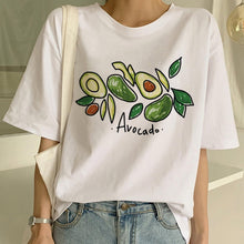 Load image into Gallery viewer, Kawaii Cartoon T-shirt Women Avocado Short Sleeve Tshirt Casual Avocado Graphic Tops Female Tee Summer Women T Shirts Tops Tee
