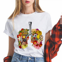 Load image into Gallery viewer, Lungs Flowers women t shirt Funny femme tshirt fashion ulzzang short sleeve female harajuku t-shirt Oversize

