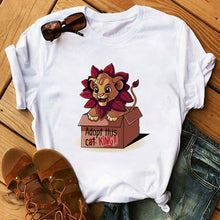 Load image into Gallery viewer, New Lovely Lion King Women Tshirts Cartoon Printed Tees Funny Harajuku Female T Shirt Korean Short Sleeves Tops Female Clothing
