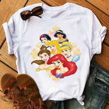 Load image into Gallery viewer, Harajuku Ullzang T Shirt Women Funny Cartoon Princess T-shirt 90s Graphic Aesthetic Tshirt Fashion Kawaii Top Tees Female
